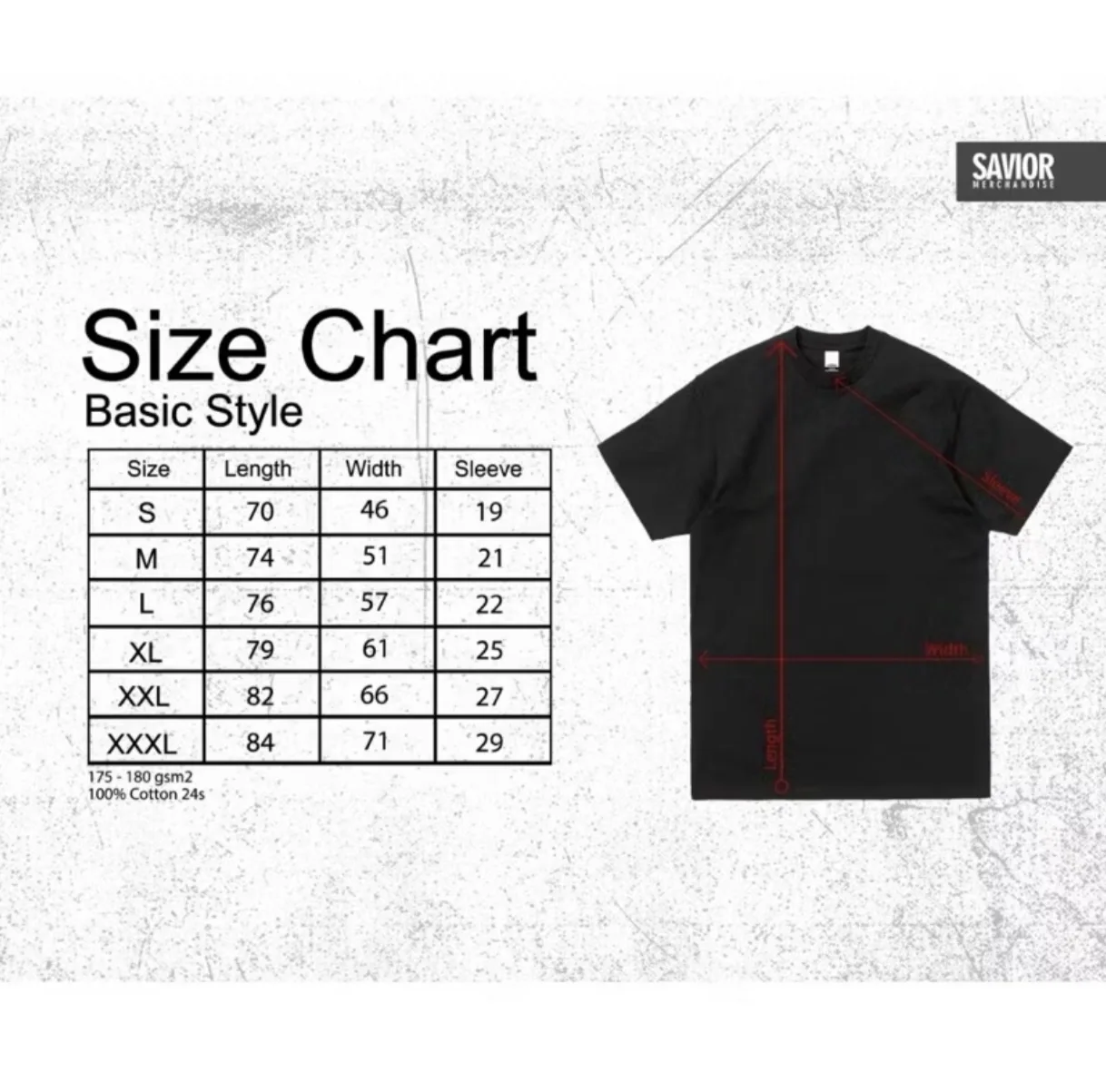 Size guide Sable Hills "Destination"